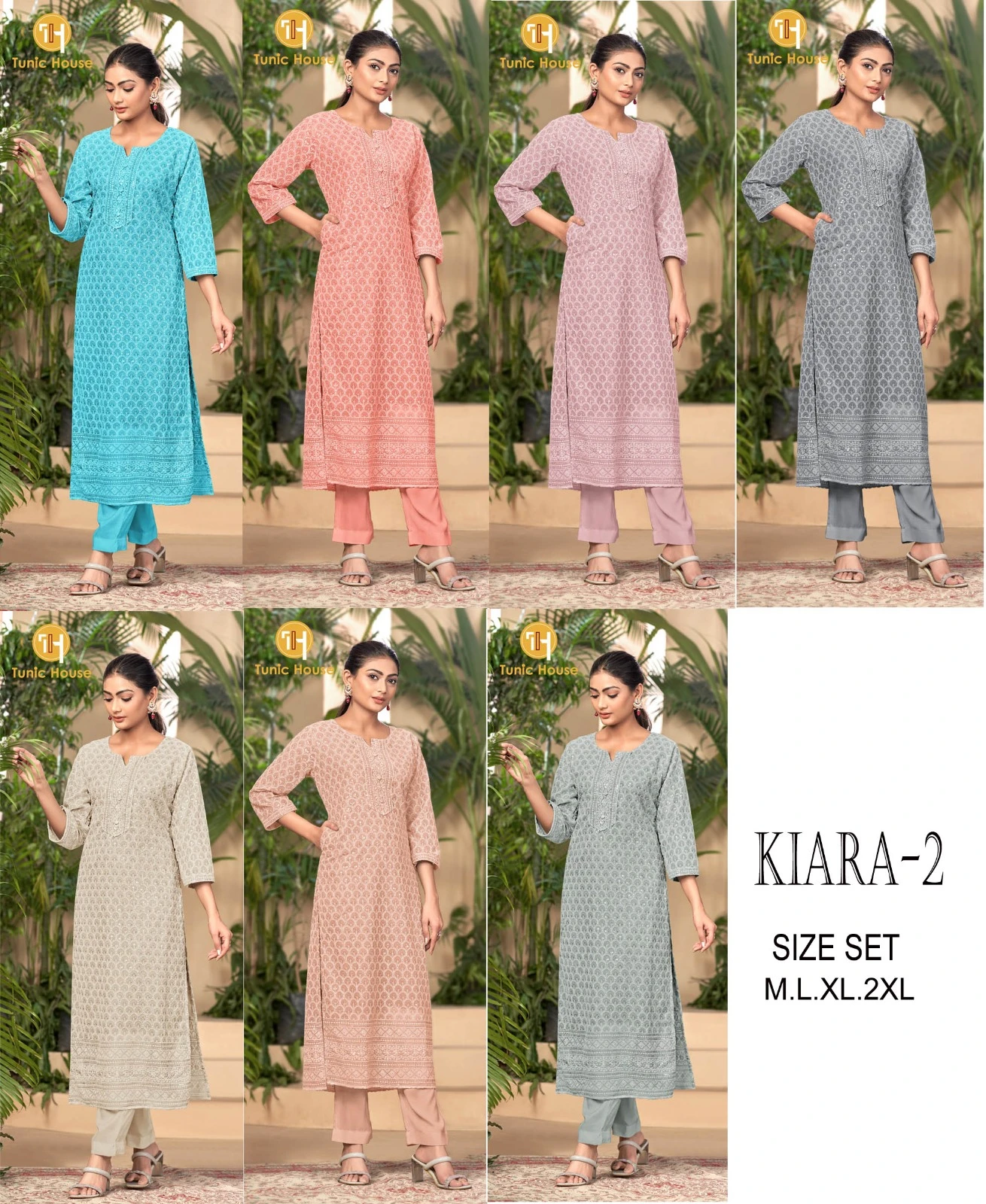 Tunic House Kiara 2 Georgette Wholesale Chikankari Sequence Kurti Catalog — Wholesale Kurtis, MPA wholesale from Surat — view 8